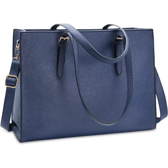 Handbags - Laptop Bag Lightweight Vegan Leather Blue